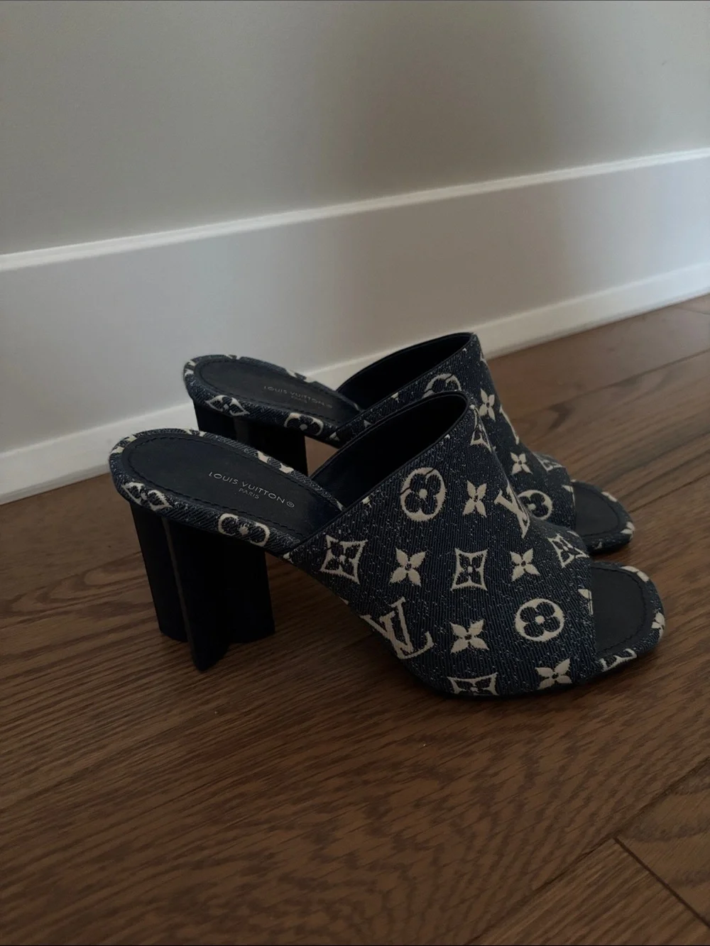 Louis Vuitton Navy Monogram Denim Mule Sandals